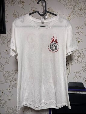White Graphic Flame Rose T-Shirt